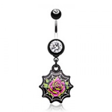 Black Widow's Rose Belly Button Ring