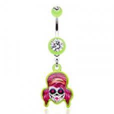 Rockabilly Sugar Skull Belly Button Ring