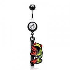 Dangling Gem Frog Belly Button Ring