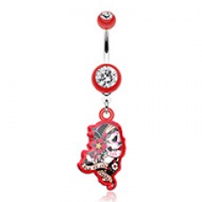 Gypsy Sugar Skull Belly Button Ring