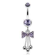 Jeweled Bow-Tie Bead Dangle Belly Button Ring