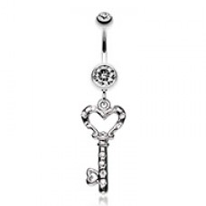 Sweet Heart Key Belly Button Ring
