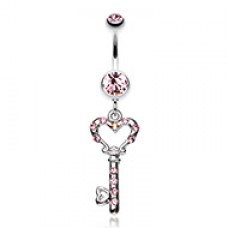 Sweet Heart Key Belly Button Ring