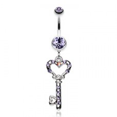 Sweet Heart Key Belly Button Ring
