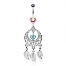 Heart Hoop Dream Catcher Belly Button Ring