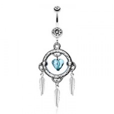 Heart Hoop Feather Dream Catcher Belly Button Ring