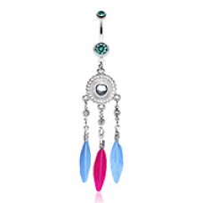 Stylish Heart Crystal Dream Catcher Belly Button Ring