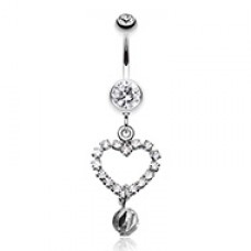 Heart Glittering Ball Belly Button Ring