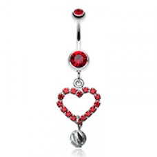 Heart Glittering Ball Belly Button Ring