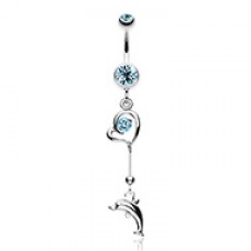 Dolphin Love Sparkle Belly Button Ring