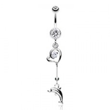Dolphin Love Sparkle Belly Button Ring