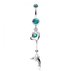 Dolphin Love Sparkle Belly Button Ring