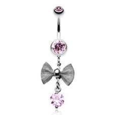 Dainty Mesh Bow Gem Sparkle Belly Button Ring