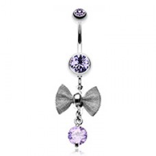 Dainty Mesh Bow Gem Sparkle Belly Button Ring