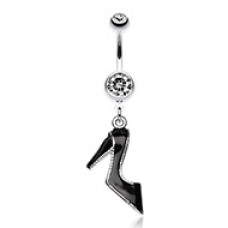 Black Stiletto High Heel Belly Button Ring