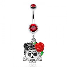 Dolled Up Sugar Skull Belly Button Ring