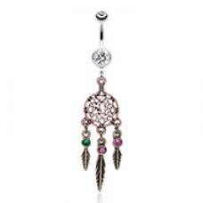 Majestic Elegance Dream Catcher Belly Button Ring