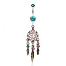 Majestic Elegance Dream Catcher Belly Button Ring