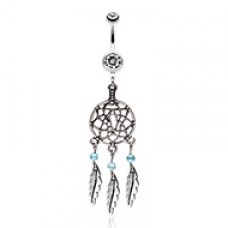 Classic Pewter Dream Catcher Belly Button Ring
