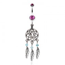 Classic Pewter Dream Catcher Belly Button Ring