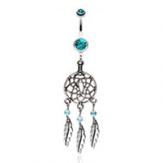 Classic Pewter Dream Catcher Belly Button Ring