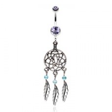 Classic Pewter Dream Catcher Belly Button Ring