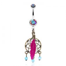 Classic Bronze Tone Dream Catcher Belly Button Ring