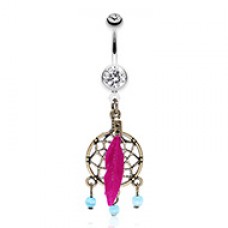 Classic Bronze Tone Dream Catcher Belly Button Ring