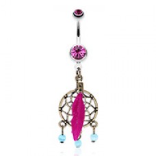 Classic Bronze Tone Dream Catcher Belly Button Ring