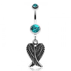 Angel Wing Heart Belly Button Ring