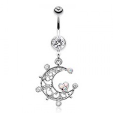Elegant Sparkle Moon Belly Button Ring