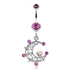 Elegant Sparkle Moon Belly Button Ring