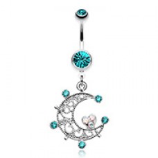 Elegant Sparkle Moon Belly Button Ring