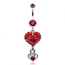 Crystal Heart in Heart Belly Button Ring
