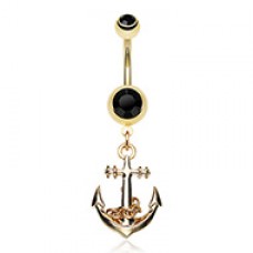Golden Classic Anchor Belly Button Ring