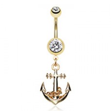Golden Classic Anchor Belly Button Ring