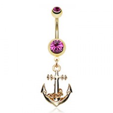Golden Classic Anchor Belly Button Ring