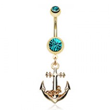 Golden Classic Anchor Belly Button Ring
