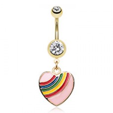 Golden Rainbow Dash Heart Belly Button Ring