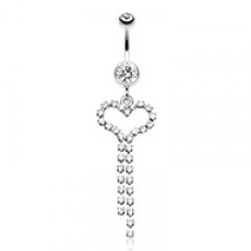 Gem Encrested Heart Belly Button Ring