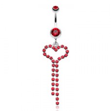 Gem Encrested Heart Belly Button Ring