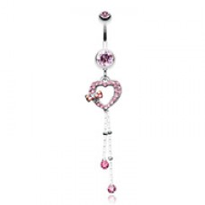 Dainty Bow-Tie Accented Heart Belly Button Ring
