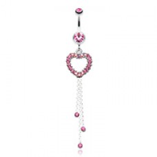 Classy Heart Cascading Belly Button Ring