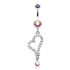 Romantic Curved Heart Belly Button Ring