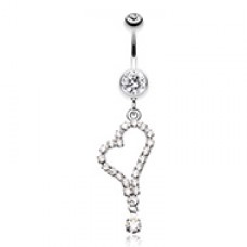 Romantic Curved Heart Belly Button Ring