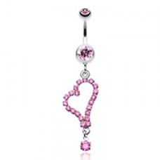 Romantic Curved Heart Belly Button Ring