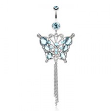 Gemmed Butterfly Belly Button Ring