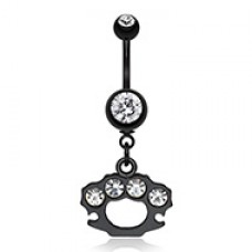 Blackline Brass Knuckle Sparkle Belly Button Ring