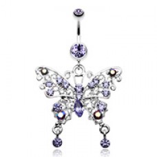 Fancy Gem Butterfly Belly Button Ring