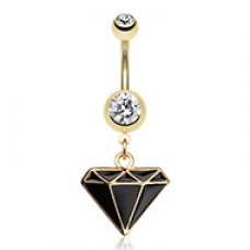 Golden Diamond Cut Belly Button Ring